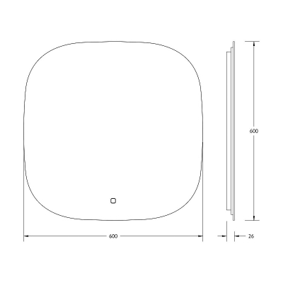 Зеркало Defesto Opti 60х60 DF 2859S с подсветкой 15W-3000K/Сенсорный выключатель/Теплый белый свет