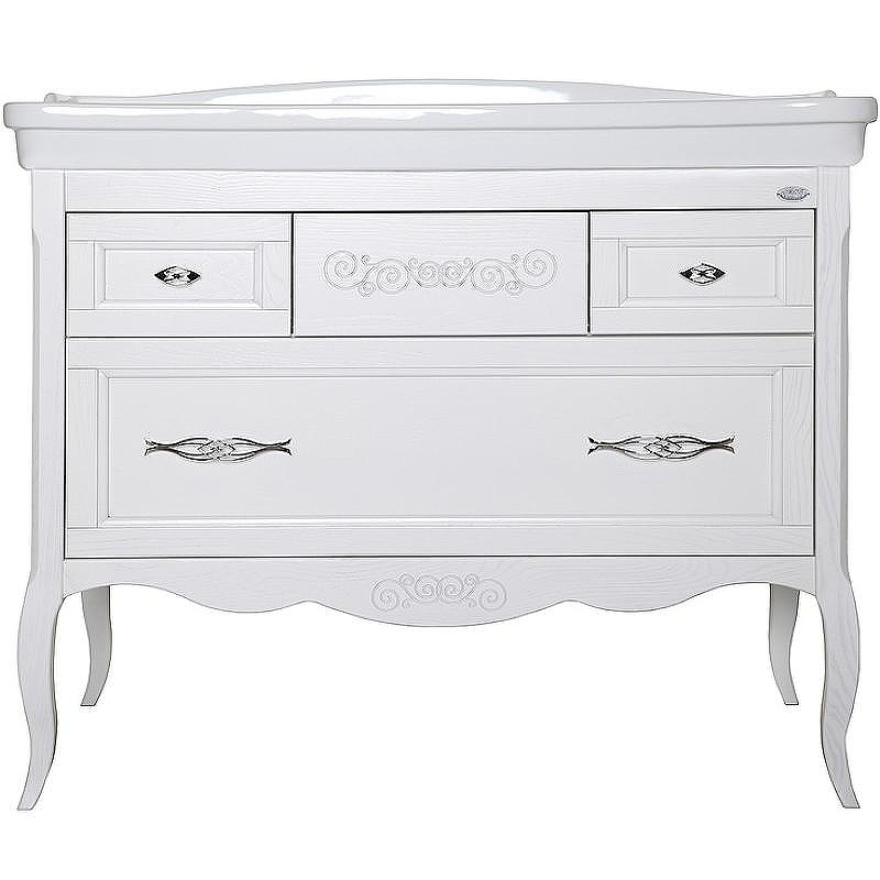 Тумба под раковину ASB-Woodline Модерн 105 11246 Белая с патиной Серебро, купить, цена, заказать, магазин, доставка, скидка, промокод, купить, цена, заказать, магазин, доставка, скидка, промокод