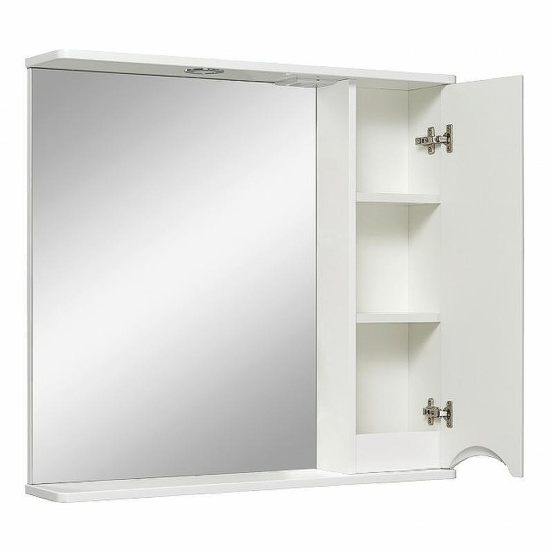 Зеркало со шкафом Runo Афина 80 R 00-00001172 с подсветкой Белое, купить, цена, заказать, магазин, доставка, скидка, промокод, купить, цена, заказать, магазин, доставка, скидка, промокод