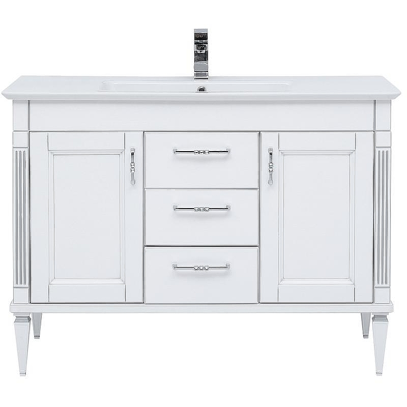 Тумба под раковину Aquanet Селена 120 201652 Белая Патина серебро, купить, цена, заказать, магазин, доставка, скидка, промокод, купить, цена, заказать, магазин, доставка, скидка, промокод