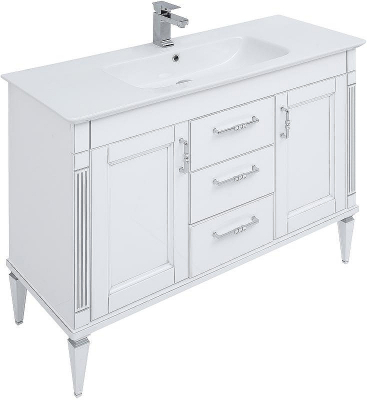 Тумба под раковину Aquanet Селена 120 201652 Белая Патина серебро