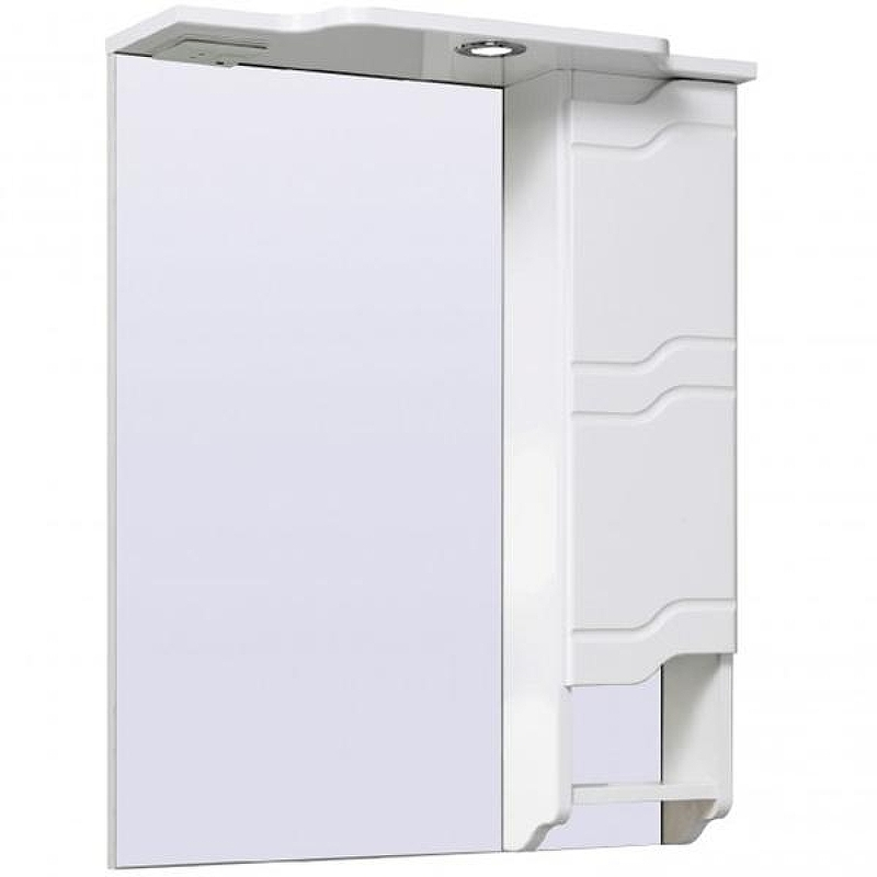 Зеркало со шкафом Runo Стиль 65 R УТ000002339 с подсветкой Белое, купить, цена, заказать, магазин, доставка, скидка, промокод, купить, цена, заказать, магазин, доставка, скидка, промокод