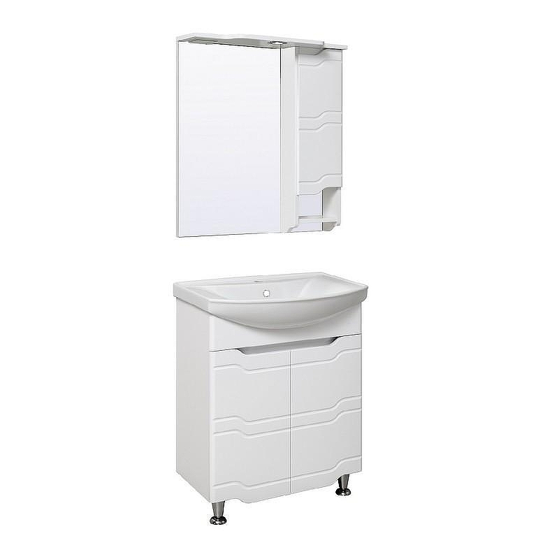 Зеркало со шкафом Runo Стиль 65 R УТ000002339 с подсветкой Белое, купить, цена, заказать, магазин, доставка, скидка, промокод, купить, цена, заказать, магазин, доставка, скидка, промокод