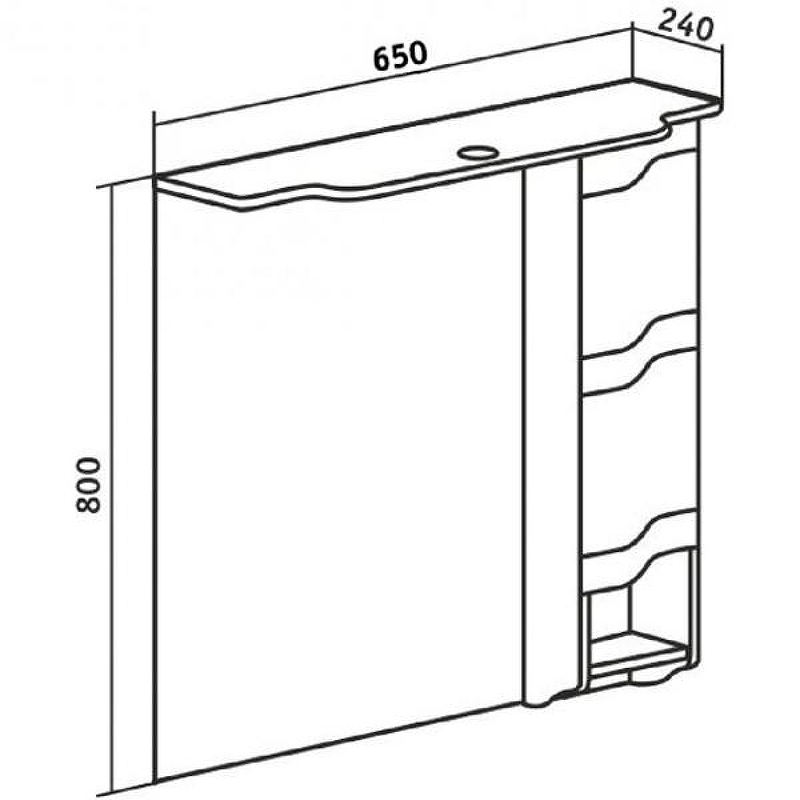 Зеркало со шкафом Runo Стиль 65 R УТ000002339 с подсветкой Белое, купить, цена, заказать, магазин, доставка, скидка, промокод, купить, цена, заказать, магазин, доставка, скидка, промокод