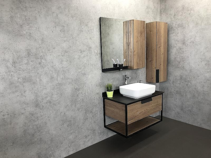 Зеркало со шкафом Comforty Кельн 90 00004147987 Дуб темный, купить, цена, заказать, магазин, доставка, скидка, промокод, купить, цена, заказать, магазин, доставка, скидка, промокод