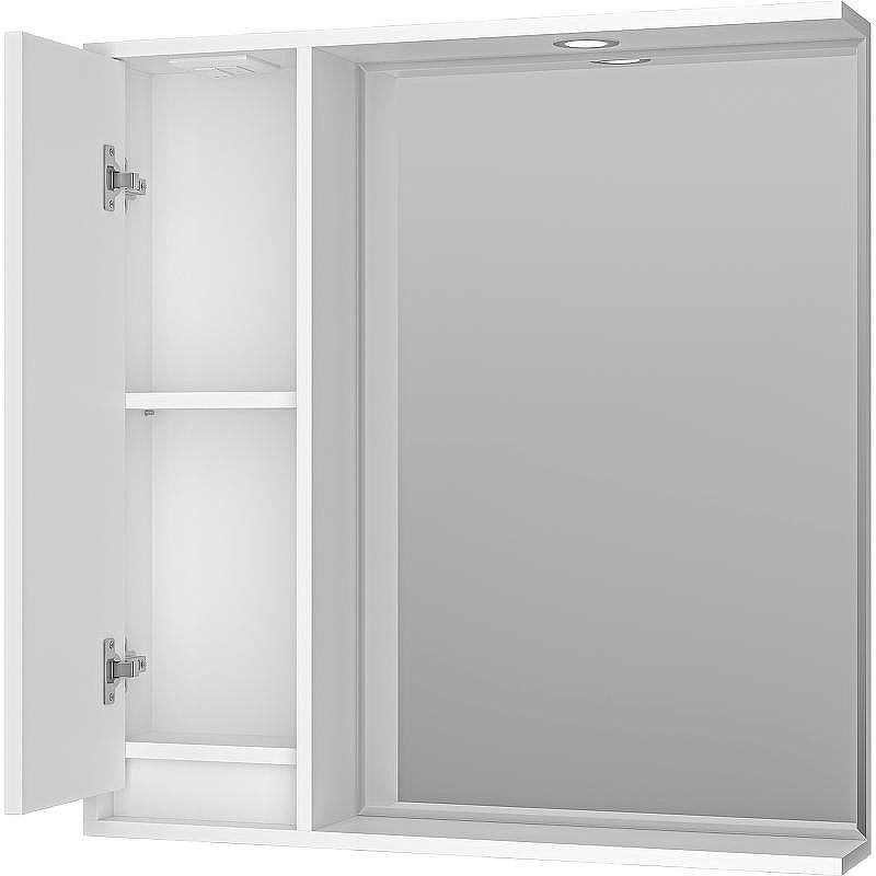 Зеркало со шкафом Brevita Balaton 80 L BAL-04080-01-Л с подсветкой Белое матовое, купить, цена, заказать, магазин, доставка, скидка, промокод, купить, цена, заказать, магазин, доставка, скидка, промокод