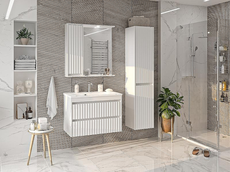 Зеркало со шкафом Brevita Balaton 80 L BAL-04080-01-Л с подсветкой Белое матовое, купить, цена, заказать, магазин, доставка, скидка, промокод, купить, цена, заказать, магазин, доставка, скидка, промокод