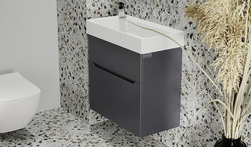 Тумба под раковину Raval Brik 55 Brk.01.55/P/A/RL подвесная Антрацит, купить, цена, заказать, магазин, доставка, скидка, промокод, купить, цена, заказать, магазин, доставка, скидка, промокод