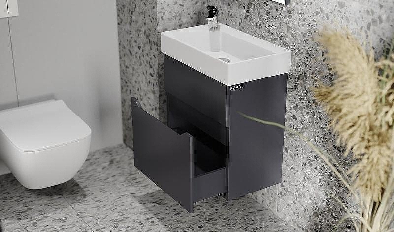 Тумба под раковину Raval Brik 55 Brk.01.55/P/A/RL подвесная Антрацит, купить, цена, заказать, магазин, доставка, скидка, промокод, купить, цена, заказать, магазин, доставка, скидка, промокод