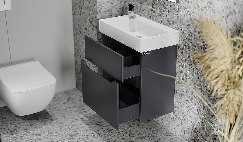 Тумба под раковину Raval Brik 55 Brk.01.55/P/A/RL подвесная Антрацит, купить, цена, заказать, магазин, доставка, скидка, промокод, купить, цена, заказать, магазин, доставка, скидка, промокод