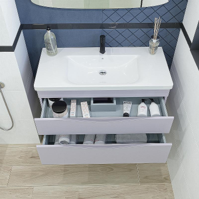 Тумба под раковину Caprigo Lento 100 36214-SF028 подвесная Серая матовая