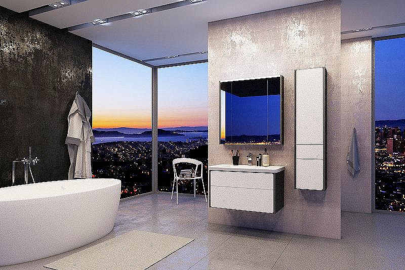 Зеркальный шкаф Roca Ronda 60 ZRU9302968 с подсветкой Белый глянец Антрацит, купить, цена, заказать, магазин, доставка, скидка, промокод, купить, цена, заказать, магазин, доставка, скидка, промокод