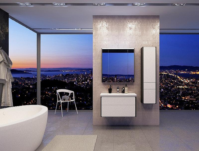 Зеркальный шкаф Roca Ronda 60 ZRU9302968 с подсветкой Белый глянец Антрацит, купить, цена, заказать, магазин, доставка, скидка, промокод, купить, цена, заказать, магазин, доставка, скидка, промокод