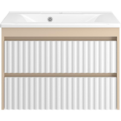 Тумба с раковиной Brevita Balaton 80 УТ000023724 подвесная Белая матовая Бежевая матовая