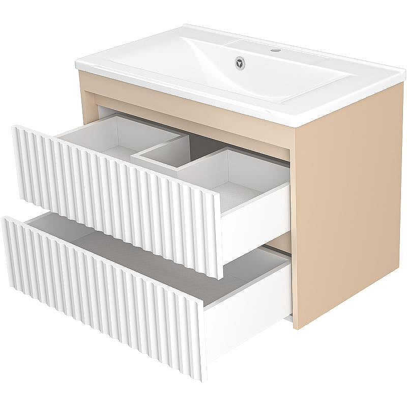 Тумба с раковиной Brevita Balaton 80 УТ000023724 подвесная Белая матовая Бежевая матовая, купить, цена, заказать, магазин, доставка, скидка, промокод, купить, цена, заказать, магазин, доставка, скидка, промокод