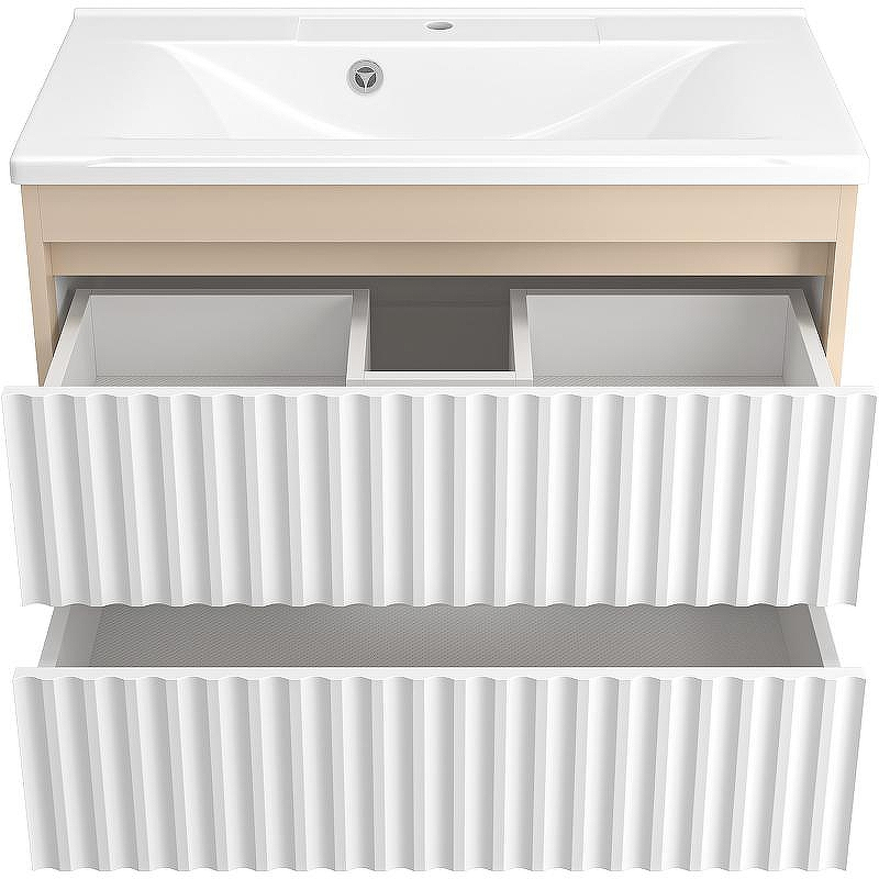 Тумба с раковиной Brevita Balaton 80 УТ000023724 подвесная Белая матовая Бежевая матовая, купить, цена, заказать, магазин, доставка, скидка, промокод, купить, цена, заказать, магазин, доставка, скидка, промокод