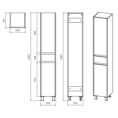 Шкаф пенал Misty Алиса 35 Э-Али0501-01П Белый