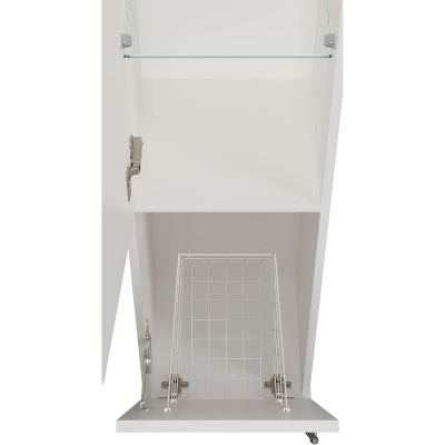 Шкаф пенал Misty Марта 35 L П-Мрт05035-011Л с бельевой корзиной Белый