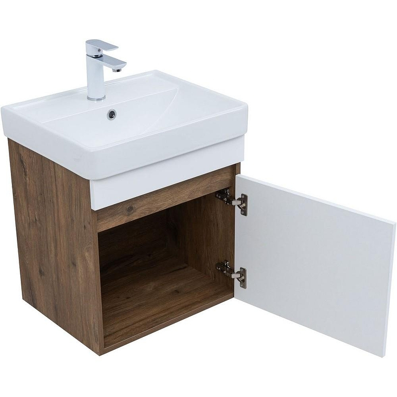 Тумба под раковину Aquanet Оптима 50 344790 подвесная Дуб рустикальный Белый сатин, купить, цена, заказать, магазин, доставка, скидка, промокод, купить, цена, заказать, магазин, доставка, скидка, промокод