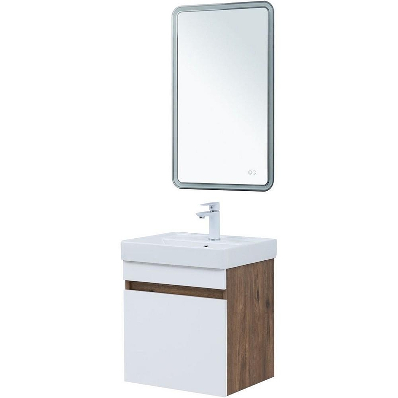 Тумба под раковину Aquanet Оптима 50 344790 подвесная Дуб рустикальный Белый сатин, купить, цена, заказать, магазин, доставка, скидка, промокод, купить, цена, заказать, магазин, доставка, скидка, промокод