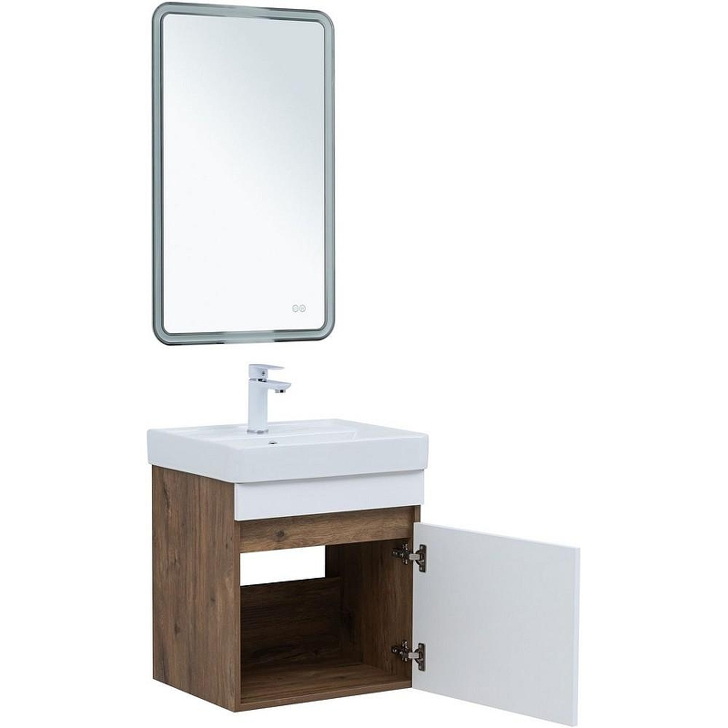 Тумба под раковину Aquanet Оптима 50 344790 подвесная Дуб рустикальный Белый сатин, купить, цена, заказать, магазин, доставка, скидка, промокод, купить, цена, заказать, магазин, доставка, скидка, промокод