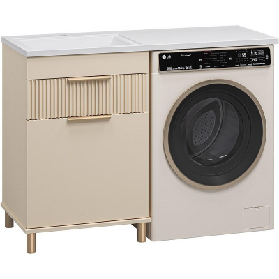 Тумба с раковиной Brevita Enfida 120 L УТ000024650 с бельевой корзиной Бежевая матовая