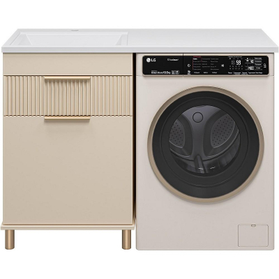Тумба с раковиной Brevita Enfida 120 L УТ000024650 с бельевой корзиной Бежевая матовая