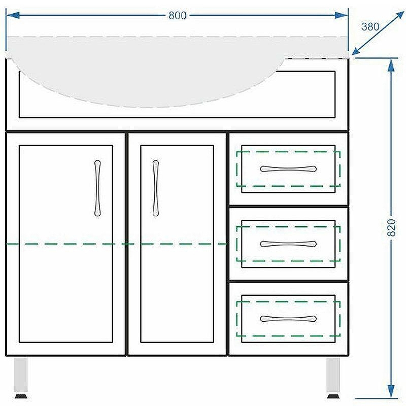 Тумба под раковину Stella Polar Концепт 80 R SP-00000130 Белая, купить, цена, заказать, магазин, доставка, скидка, промокод, купить, цена, заказать, магазин, доставка, скидка, промокод