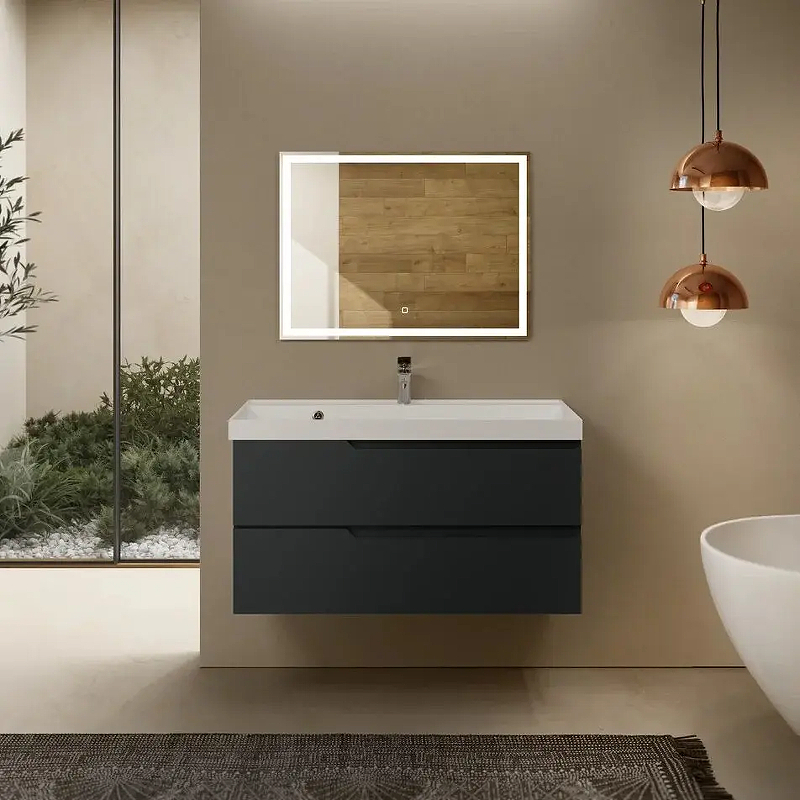 Тумба под раковину AQUAme S3 100 AQM900310GM подвесная цвет Антрацит, купить, цена, заказать, магазин, доставка, скидка, промокод, купить, цена, заказать, магазин, доставка, скидка, промокод