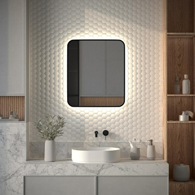 Зеркало Defesto Aura 60х70 DF 2966 с подсветкой 23W-4500K/Без выключателя/Нейтральный белый свет/Черная рама