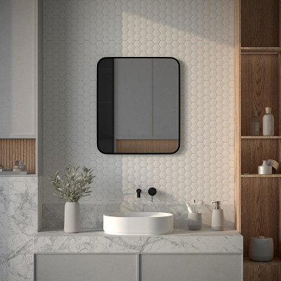 Зеркало Defesto Aura 60х70 DF 2966 с подсветкой 23W-4500K/Без выключателя/Нейтральный белый свет/Черная рама