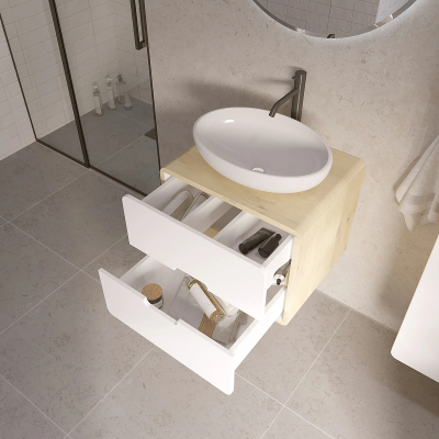 Тумба под раковину 1MarKa Vortex 60П Ц0000033057 подвесная цвет Орех лучистый солнечный Супермат айс