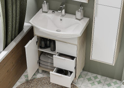 Тумба под раковину Aquaton Рико 60 1A213301RIB90 Белый Ясень фабрик