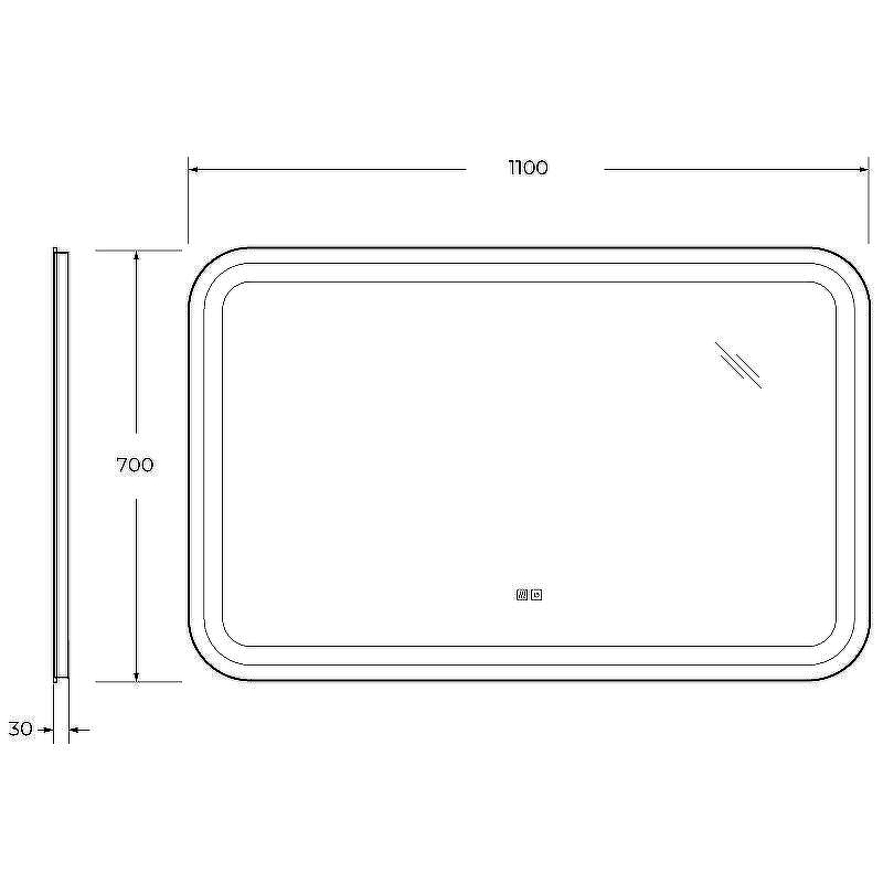 Зеркало Cezares Stylus 110 CZR-SPC-STYLUS-1100-700-TCH-WARM с подсветкой с сенсорным выключателем и подогревом, купить, цена, заказать, магазин, доставка, скидка, промокод, купить, цена, заказать, магазин, доставка, скидка, промокод