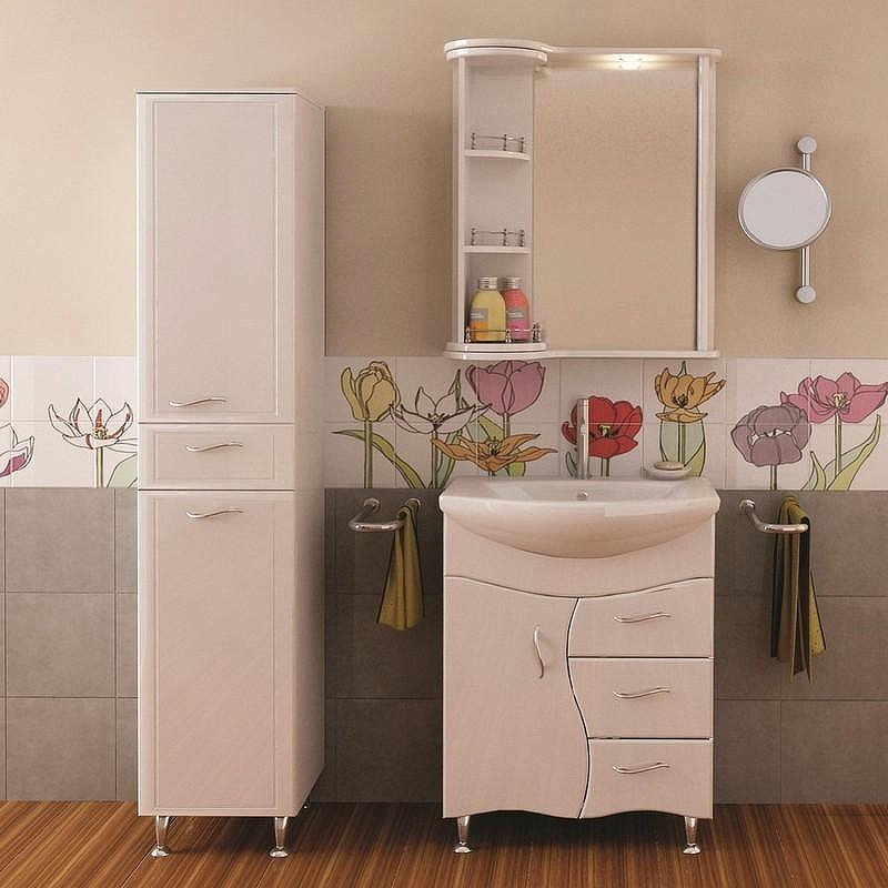 Зеркало со шкафом Runo Секрет 65 L 00000000580 с подсветкой Белое, купить, цена, заказать, магазин, доставка, скидка, промокод, купить, цена, заказать, магазин, доставка, скидка, промокод