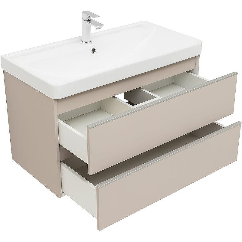 Тумба под раковину Aquanet Вега 90 329586 подвесная Бежевая, купить, цена, заказать, магазин, доставка, скидка, промокод, купить, цена, заказать, магазин, доставка, скидка, промокод