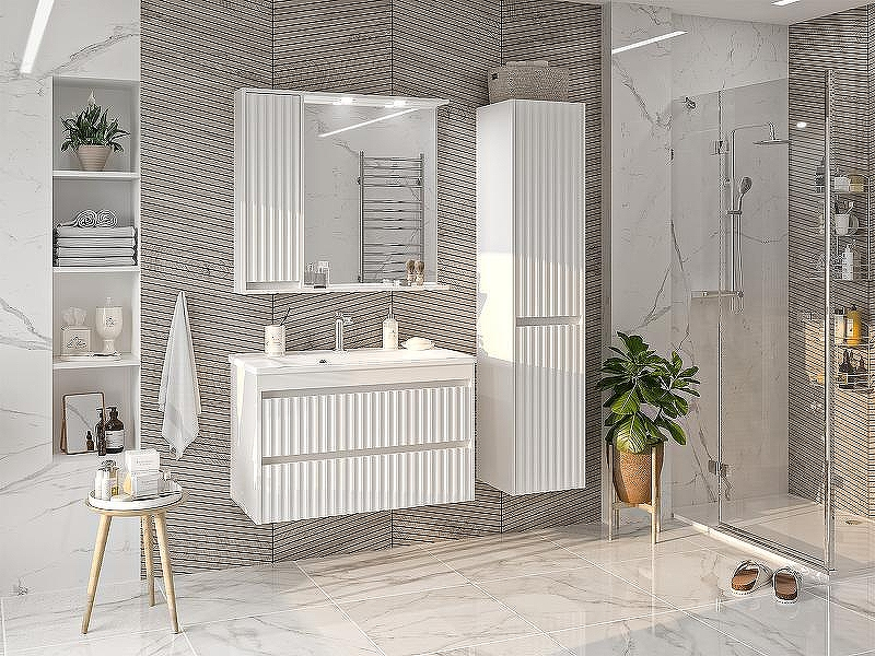 Зеркало со шкафом Brevita Balaton 90 L BAL-04090-01-Л с подсветкой Белое матовое, купить, цена, заказать, магазин, доставка, скидка, промокод, купить, цена, заказать, магазин, доставка, скидка, промокод