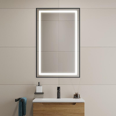 Зеркало BelBagno Kraft 50 SPC-KRAFT-500-800-SENS-NERO с подсветкой Черное с сенсорным выключателем