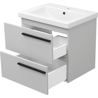 Тумба с раковиной Misty Ненси 60 УТ000014445 подвесная Серая матовая