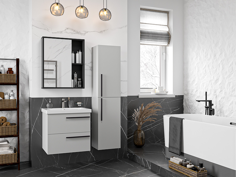 Тумба с раковиной Misty Ненси 60 УТ000014445 подвесная Серая матовая, купить, цена, заказать, магазин, доставка, скидка, промокод, купить, цена, заказать, магазин, доставка, скидка, промокод