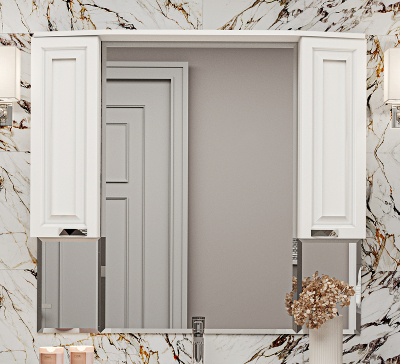 Зеркало со шкафом Misty Терра 110 П-Тер02110-011 с подсветкой Белое матовое