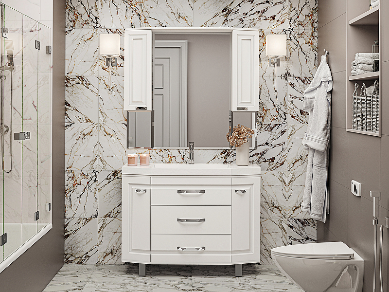 Зеркало со шкафом Misty Терра 110 П-Тер02110-011 с подсветкой Белое матовое, купить, цена, заказать, магазин, доставка, скидка, промокод, купить, цена, заказать, магазин, доставка, скидка, промокод