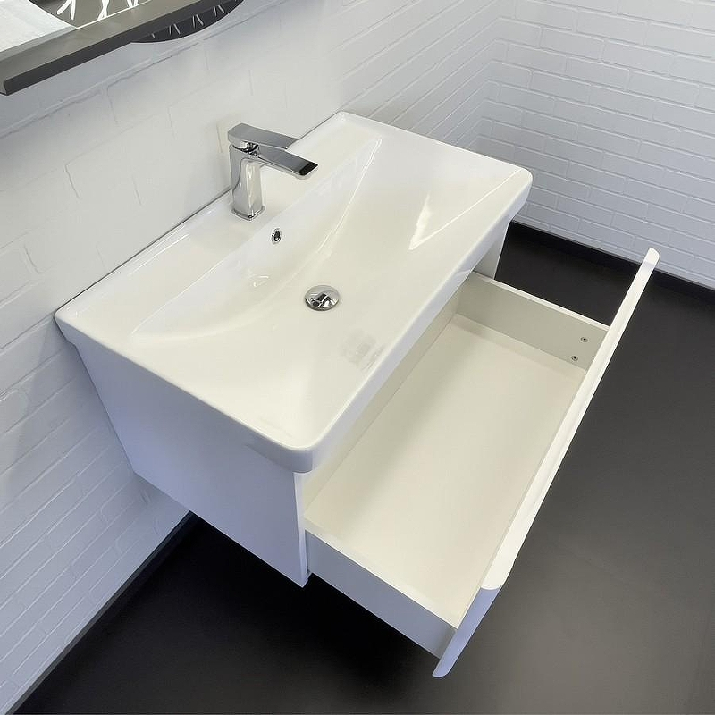 Тумба с раковиной Comforty Арзамас 80-1 00-00017177 подвесная Белая матовая, купить, цена, заказать, магазин, доставка, скидка, промокод, купить, цена, заказать, магазин, доставка, скидка, промокод