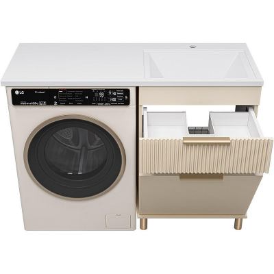 Тумба с раковиной Brevita Enfida 120 R УТ000024651 с бельевой корзиной Бежевая матовая