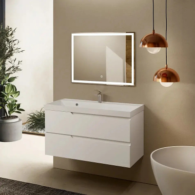 Тумба под раковину AQUAme S3 100 AQM900310WH подвесная цвет Белый глянцевый