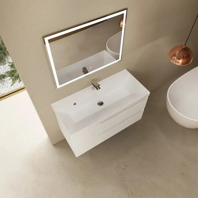 Тумба под раковину AQUAme S3 100 AQM900310WH подвесная цвет Белый глянцевый