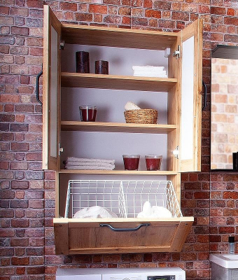 Подвесной шкаф Бриклаер Лофт 60 4627125414466 с бельевой корзиной Метрополитен грей