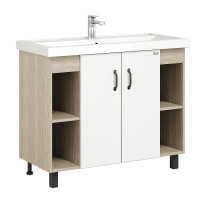 Тумба под раковину Onika Тимбер 100 110011 цвет Дуб сонома Белый матовый, купить, цена, заказать, магазин, доставка, скидка, промокод, купить, цена, заказать, магазин, доставка, скидка, промокод