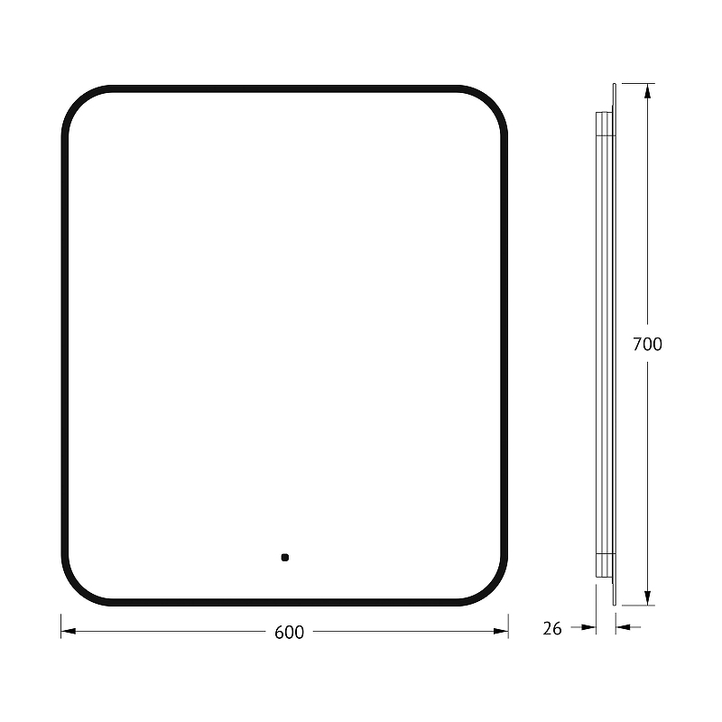Зеркало Defesto Aura 60х70 DF 2966R с подсветкой 23W-4500K/ИК - выключатель/Нейтральный белый свет/Черная рама, купить, цена, заказать, магазин, доставка, скидка, промокод, купить, цена, заказать, магазин, доставка, скидка, промокод
