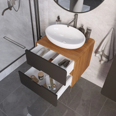 Тумба под раковину 1MarKa Vortex 60П Ц0000033058 подвесная цвет Орех ноче тортона Монолит найт